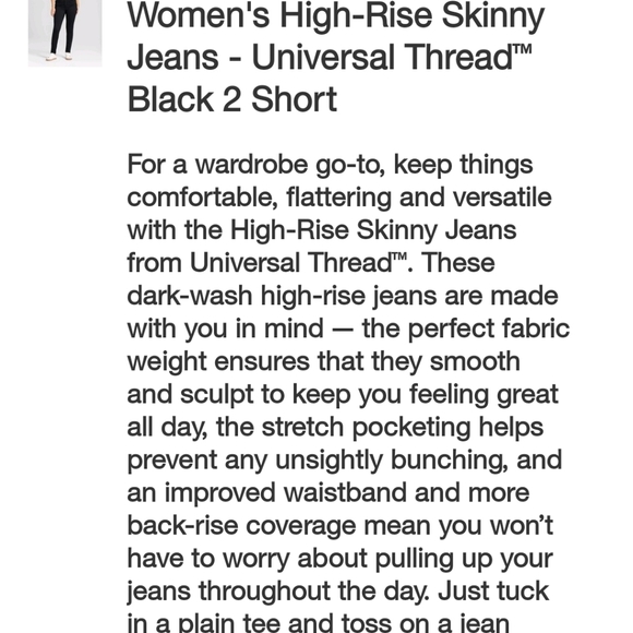 Universal Thread Woman's High-Rise Skinny Jeans ~ Black - Picture 4 of 13